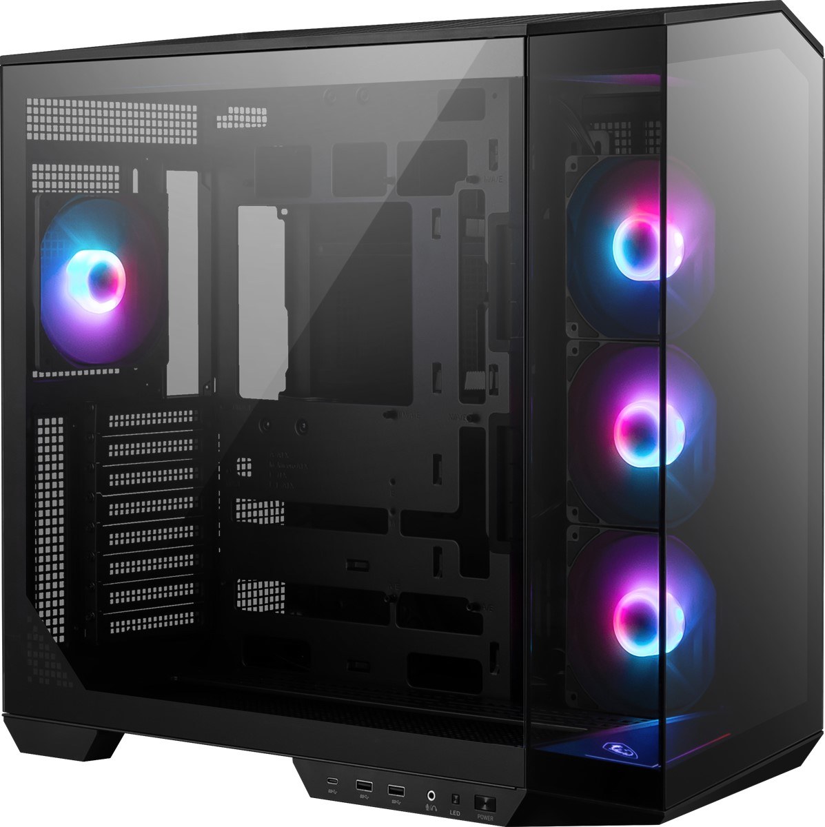 MSI MAG PANO 100R PZ TEMPERLİ CAM 3X120MM 1X120MM ARGB FAN ATX PANORAMİK GAMİNG BİLGİSAYAR KASASI