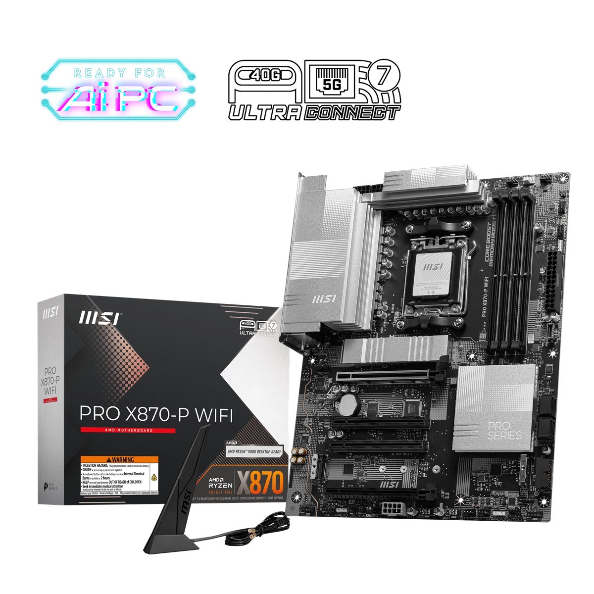 MSI MB PRO X870-P WIFI AM5 DDR5 8200MHZ(OC) 3X M.2 USB4 HDMI 5G LAN WIFI 7 RGB ATX