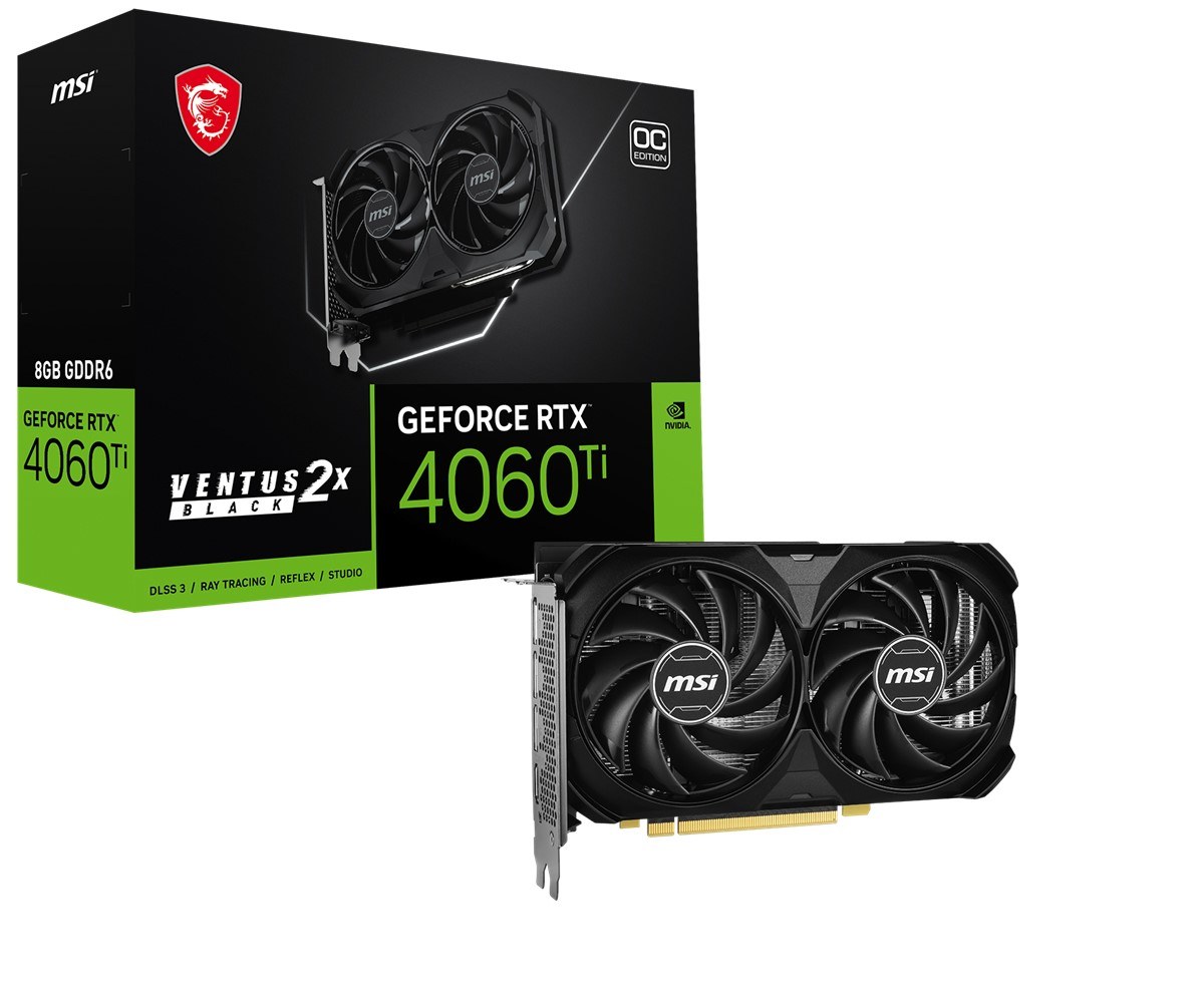 MSI VGA GEFORCE RTX 4060 TI 8G VENTUS 2X BLACK E1 OC RTX4060TI 8GB GDDR6 128B DX12 PCIE 4.0 X16 (3XDP 1XHDMI) - 2