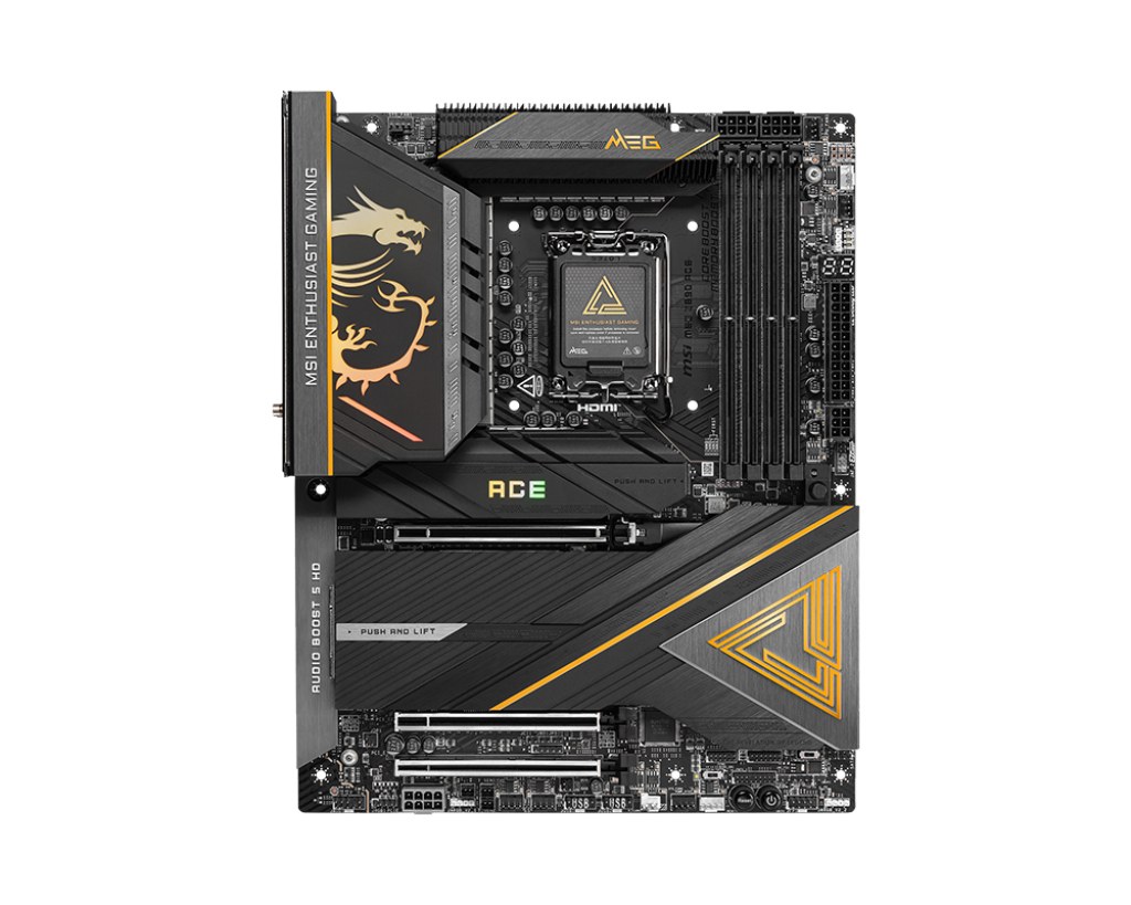 MSI MB MEG Z890 ACE SOKET 1851 DDR5 9200MHZ(OC) USB 20GBPS 5XM.2 2XTB4 HDMI DISPLAY 10G LAN WIFI7 ATX - 2