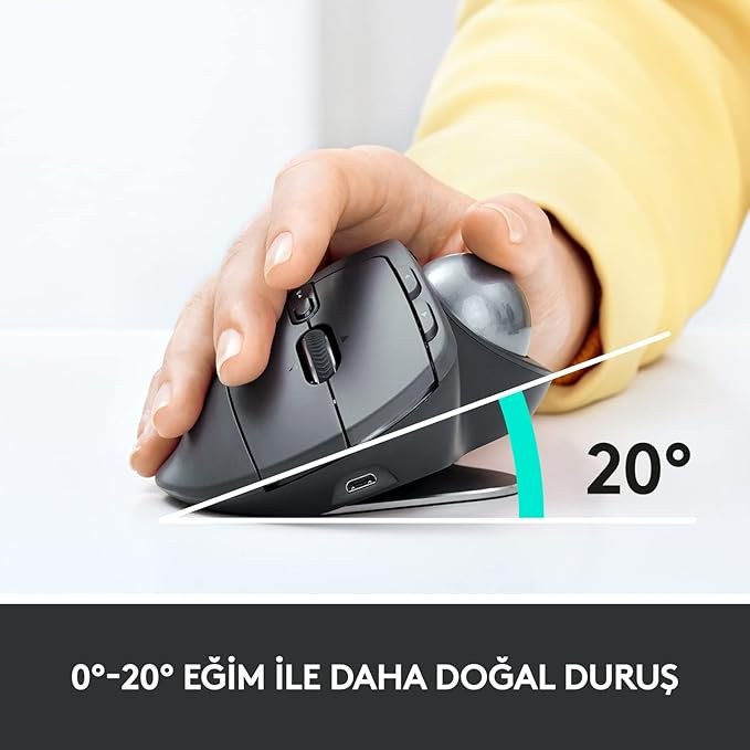 LOGITECH MX ERGO S GELİŞMİŞ KABLOSUZ TRACKBALL MOUSE-GRAFIT 910-007260 - 2
