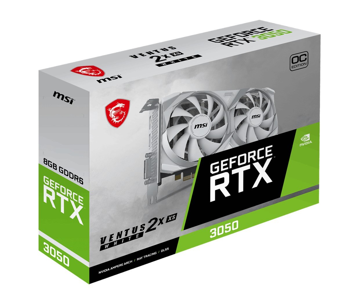 MSI VGA GEFORCE RTX 3050 VENTUS 2X XS WHITE 8G OC RTX3050 8GB GDDR6 128B DX12 PCIE 4.0 X8 (3XDP 1XHDMI) - 6