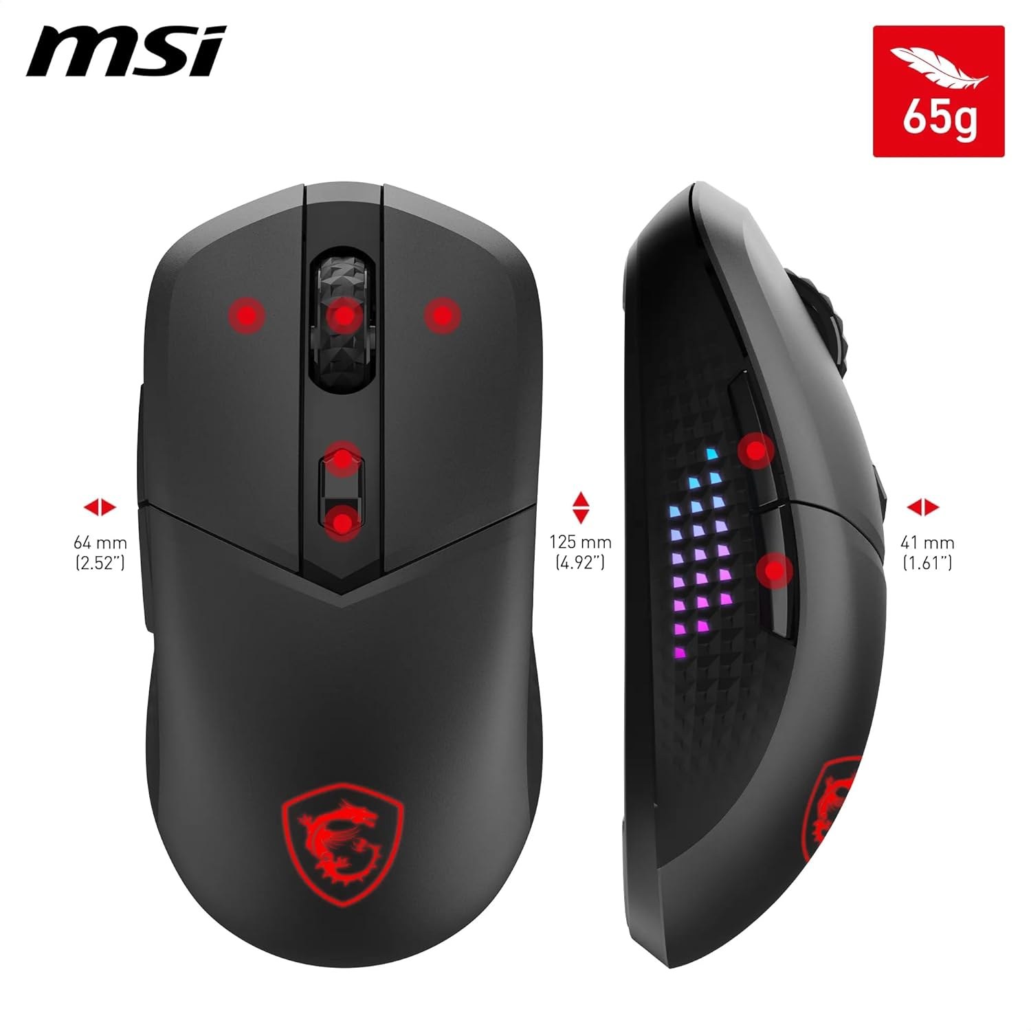 MSI GG VERSA 300 ELITE WIRELESS 2.4 GHz KABLOSUZ Bluetooth 5.3 USB 2.0 KABLOSUZ MOUSE - 7