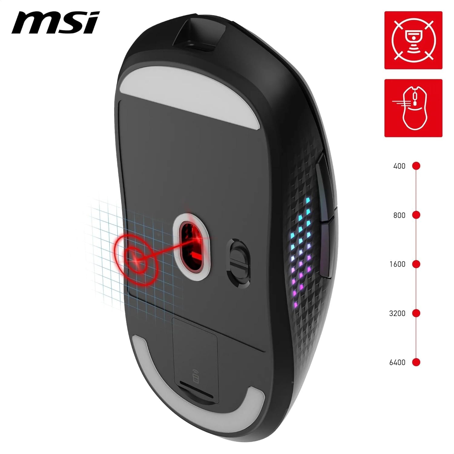 MSI GG VERSA 300 ELITE WIRELESS 2.4 GHz KABLOSUZ Bluetooth 5.3 USB 2.0 KABLOSUZ MOUSE - 5