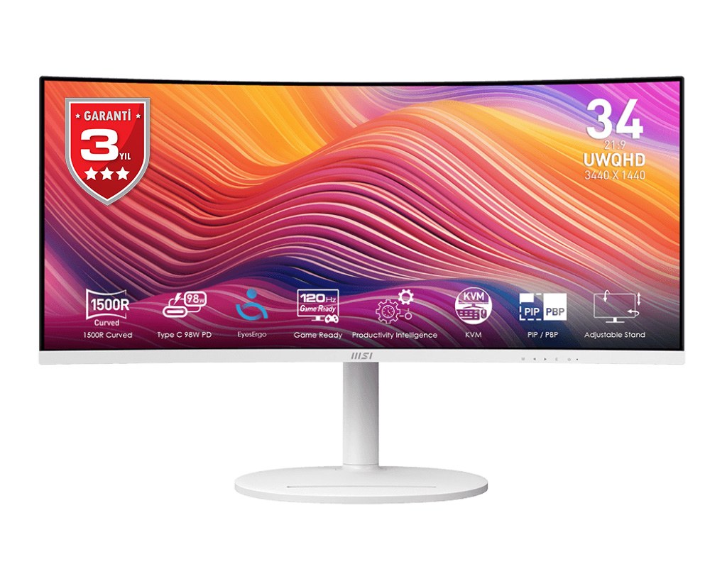 MSI 34 MODERN MD342CQPW 3440x1440 (UWQHD) CURVE 1500R VA 120HZ 1MS ADAPTIVE-SYNC TYPE-C MONITOR - 2