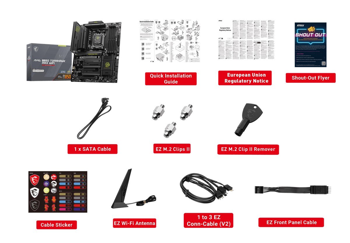 MSI MB MAG B850 TOMAHAWK MAX WIFI AM5 DDR5 8400MHZ(OC) HDMI 4X M.2 USB 10GBS 5G LAN WI-FI 7 ATX - 6
