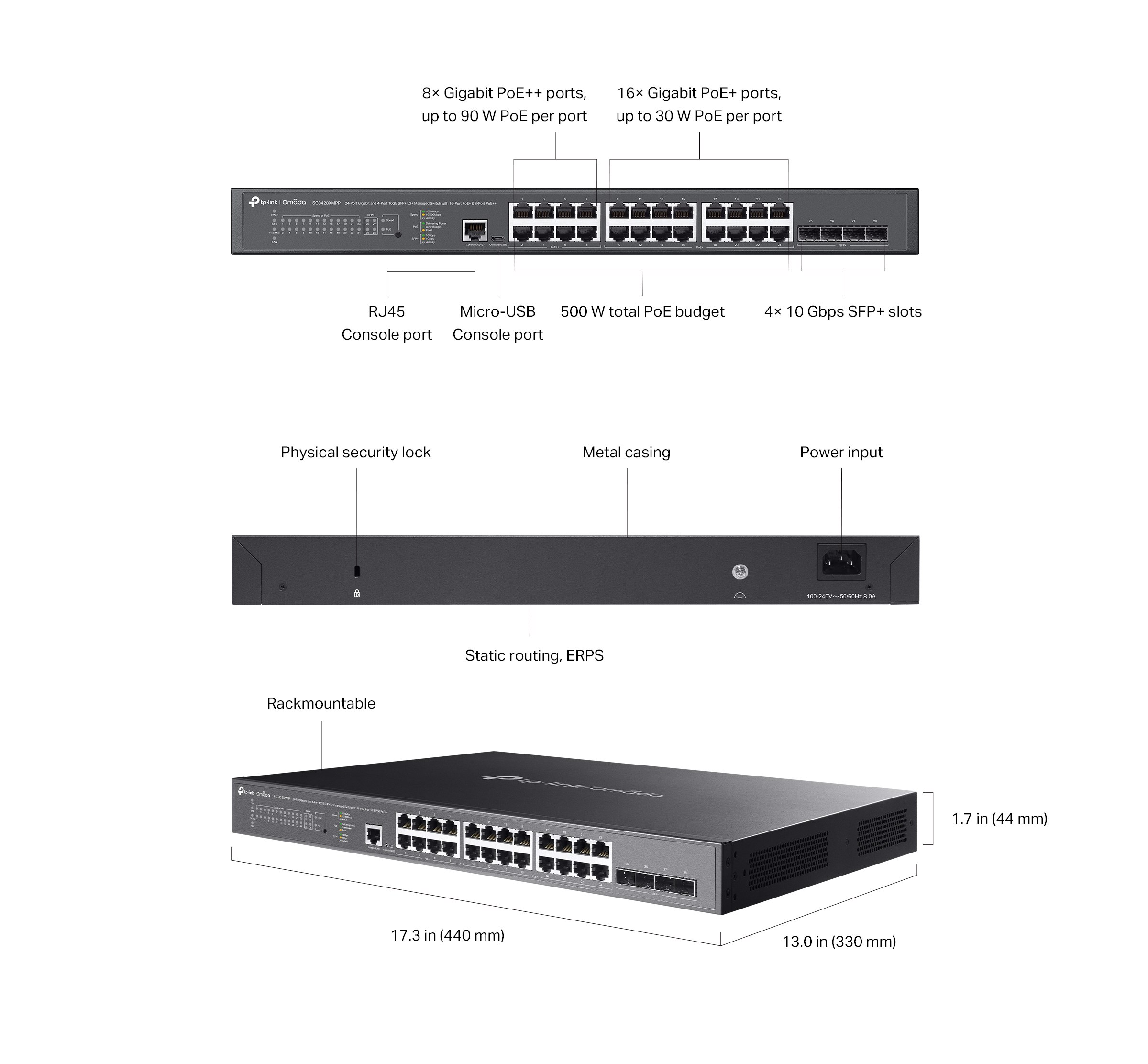 TP-LINK OMADA TL-SG3428XMPP 24 PORT GIGABIT 4-Port 10GE SFP+ L2 YÖNETİLEBİLİR POE SWITCH - 2