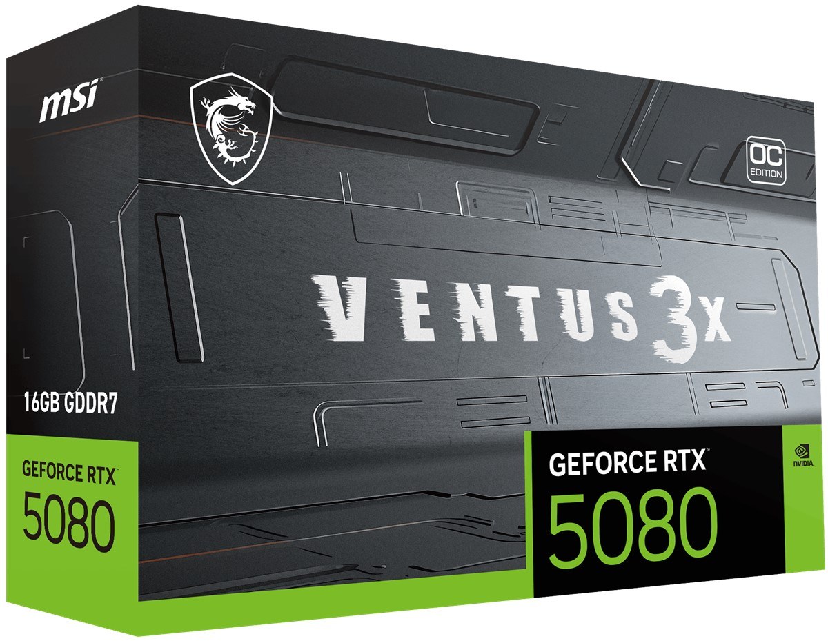 MSI VGA GEFORCE RTX 5080 16G VENTUS 3X OC RTX5080 16GB GDRR7 256 B DX12 PCIE 5.0 X16 (3XDP 1XHDMI) - 4