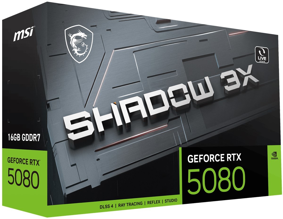 MSI VGA GEFORCE RTX 5080 16G SHADOW 3X OC RTX5080 16GB GDRR7 256 B DX12 PCIE 5.0 X16 (3XDP 1XHDMI) - 2