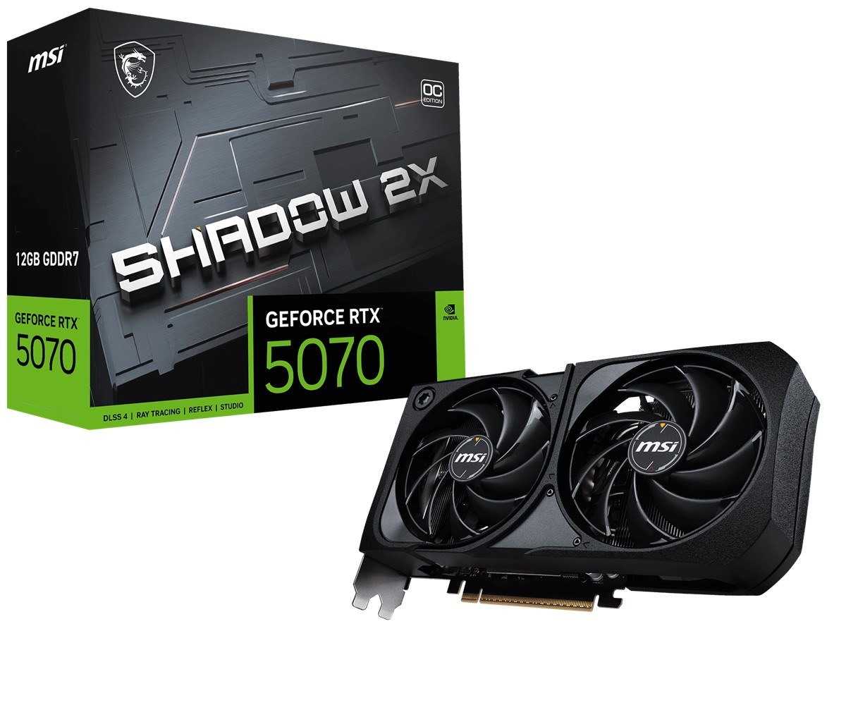 MSI VGA GEFORCE RTX 5070 12G SHADOW 2X OC RTX5070 12GB GDRR7 192B DX12 PCIE 5.0 X16 (3XDP 1XHDMI) - 2