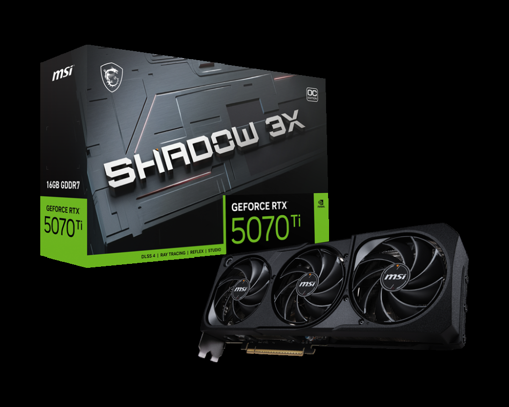 MSI VGA GEFORCE RTX 5070 TI 16G SHADOW 3X OC RTX5070TI 16GB GDRR7 256 B DX12 PCIE 5.0 X16 (3XDP 1XHDMI)