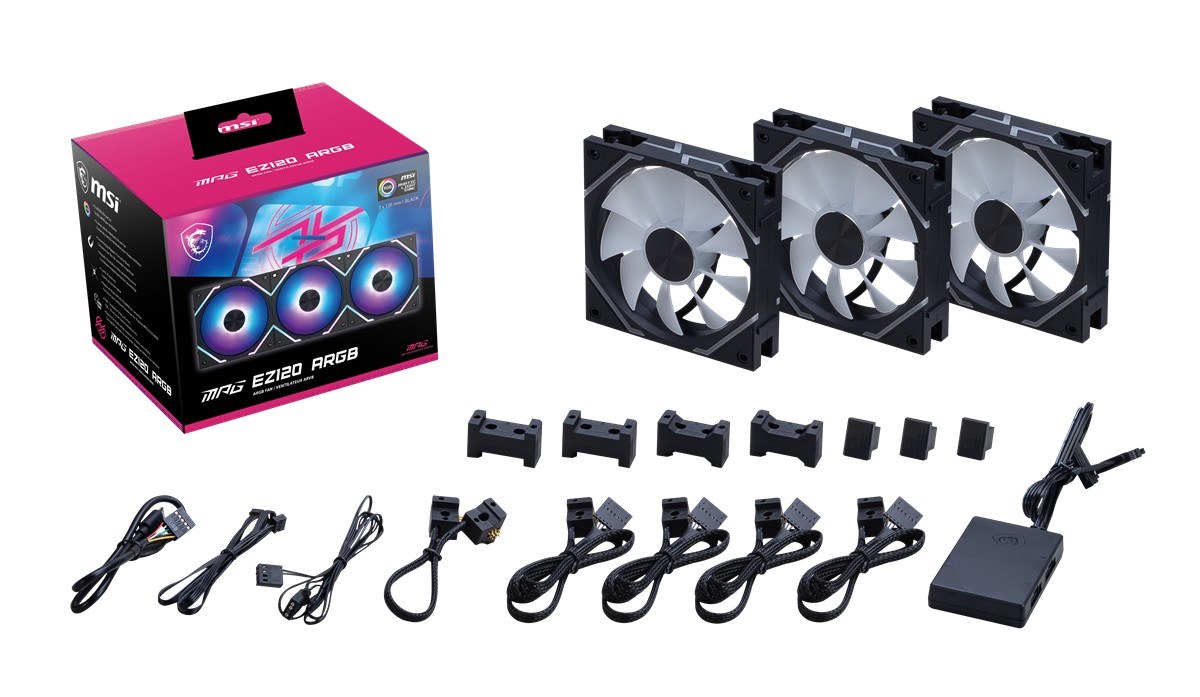 MSI MPG EZ120 ARGB-3B ARGB 120MM MANYETİK DAİSY-CHAİN SİYAH 3’LÜ KASA FANI - 5