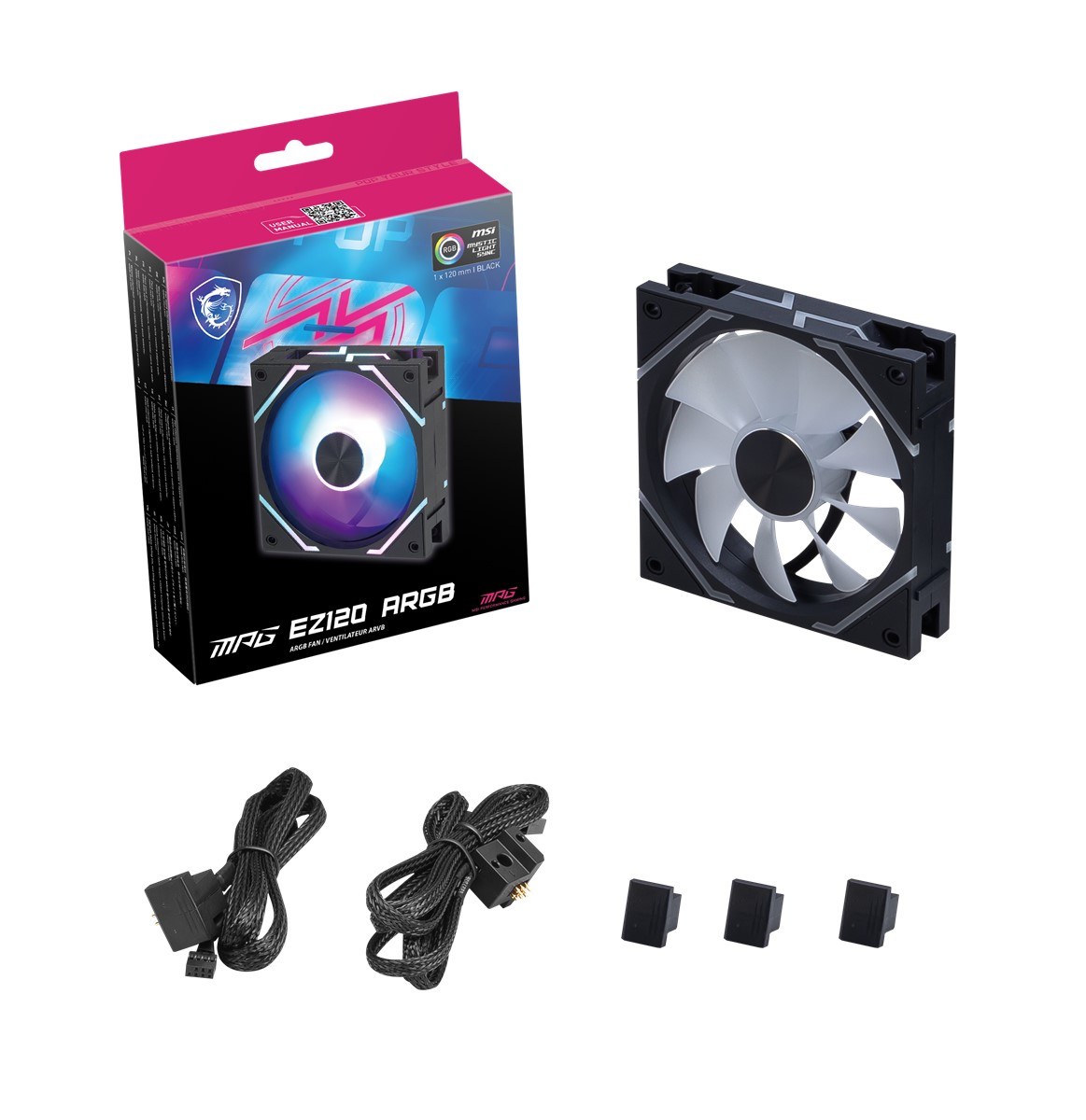 MSI MPG EZ120 ARGB-3B ARGB 120MM MANYETİK DAİSY-CHAİN SİYAH 3’LÜ KASA FANI - 4