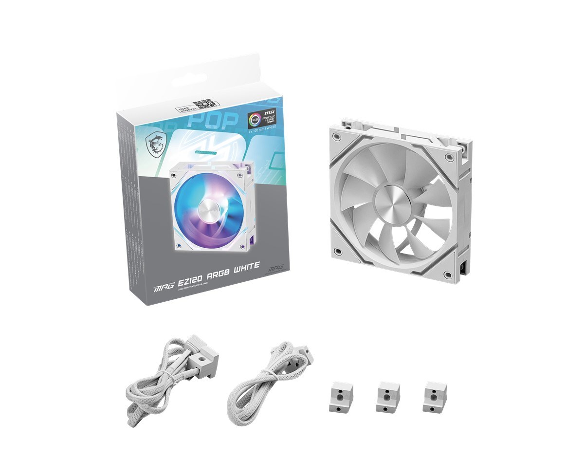 MSI MPG EZ120 ARGB WHITE-3W ARGB 120MM MANYETİK DAİSY-CHAİN BEYAZ 3’LÜ KASA FANI - 7