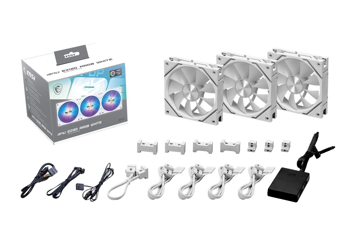 MSI MPG EZ120 ARGB WHITE-3W ARGB 120MM MANYETİK DAİSY-CHAİN BEYAZ 3’LÜ KASA FANI - 4