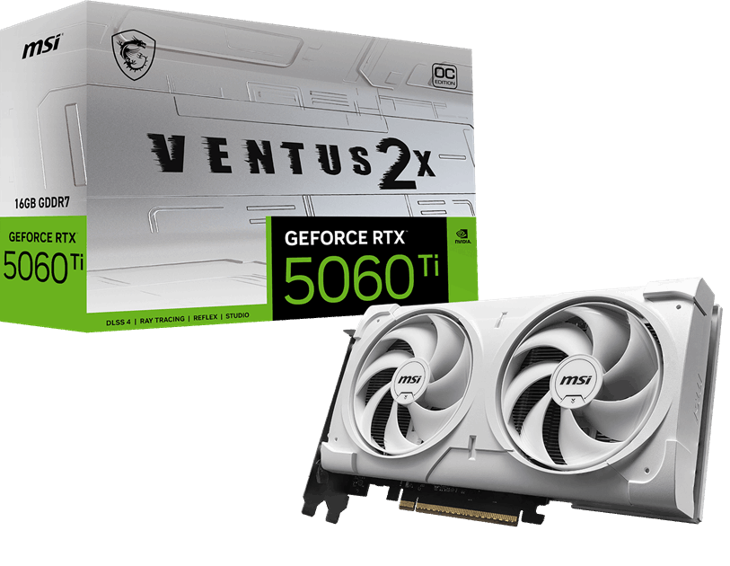 MSI VGA GEFORCE RTX 5060 TI 16G VENTUS 2X OC WHITE PLUS RTX5060TI 16GB GDDR7 128B DX12 PCIE 5.0 X16 (3XDP 1XHDMI) - 4
