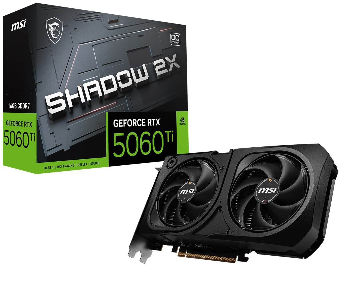 MSI VGA GEFORCE RTX 5060 TI 16G SHADOW 2X OC PLUS RTX5060TI 16GB GDDR7 128B DX12 PCIE 5.0 X16 (3XDP 1XHDMI) - 2
