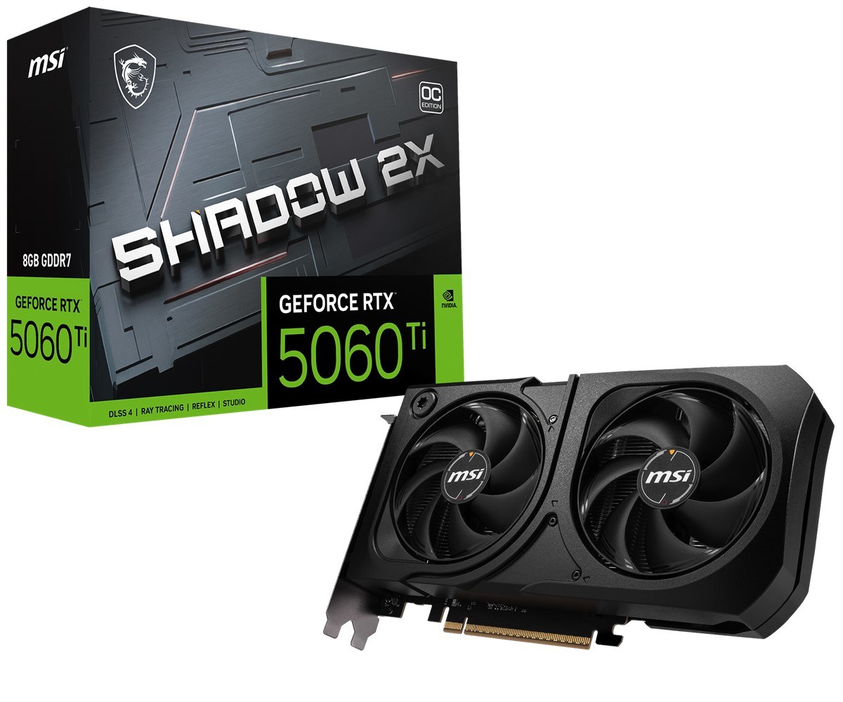 MSI VGA GEFORCE RTX 5060 TI 8G SHADOW 2X OC PLUS RTX5060TI 8GB GDDR7 128B DX12 PCIE 5.0 X16 (3XDP 1XHDMI) - 2