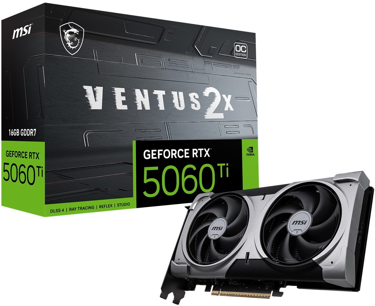 MSI VGA GEFORCE RTX 5060 TI 16G VENTUS 2X OC PLUS RTX5060TI 16GB GDDR7 128B DX12 PCIE 5.0 X16 (3XDP 1XHDMI) - 2