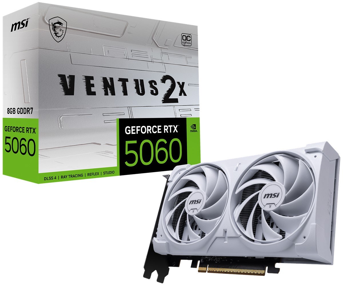 MSI VGA GEFORCE RTX 5060 8G VENTUS 2X OC WHITE RTX5060 8GB GDDR7 128B DX12 PCIE 5.0 X16 (3XDP 1XHDMI) - 3