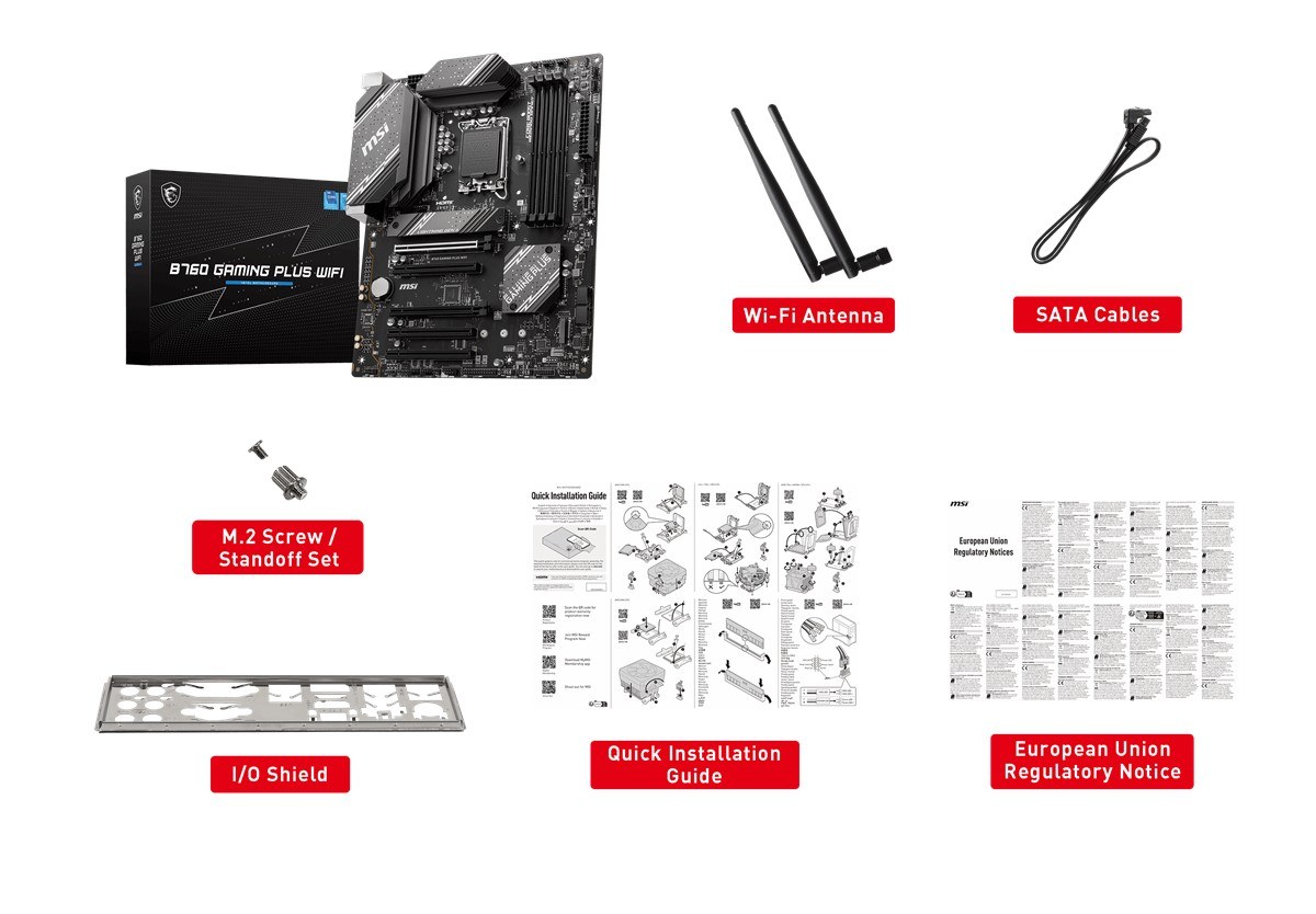 MSI MB B760 GAMING PLUS WIFI SOKET 1700 DDR4 5333(OC) PCI-E ,M.2 USB3.2 HDMI,DP 1X 2.5G LAN WI-FI 6E ATX - 7