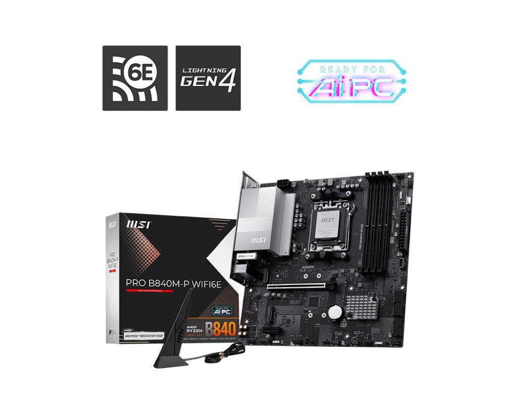 MSI MB PRO B840M-P WIFI6E AM5 DDR5 8000MHZ(OC) HDMI ,2X M.2 USB 5 GBS 2.5G LAN WI-FI 6E MATX - 4