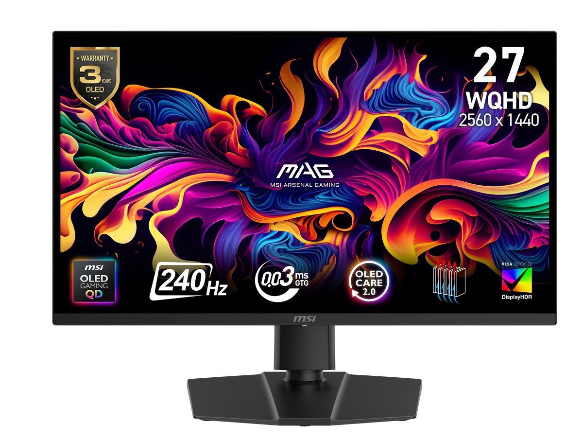 MSI 26.5 MAG 271QP QD-OLED X24 2560 x 1440 (WQHD) 16:9 FLAT QD-OLED 240HZ 0.03MS (GTG) ADAPTIVE-SYNC PIVOT GAMING MONITOR - 2