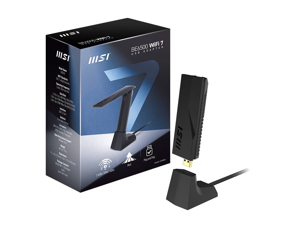 MSI NETWORK BE6500 WIFI 7 USB ADAPTER - 6