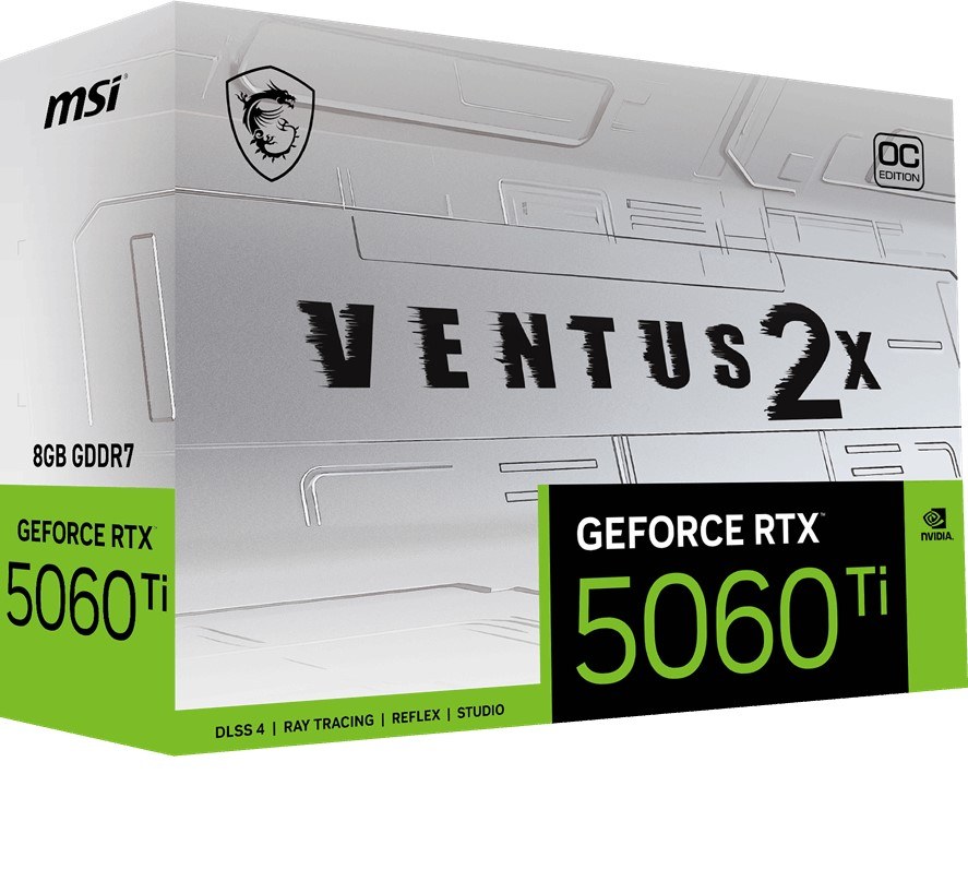 MSI VGA GEFORCE RTX 5060 TI 8G VENTUS 2X OC WHITE PLUS RTX5060TI 8GB GDDR7 128B DX12 PCIE 5.0 X16 (3XDP 1XHDMI) - 4