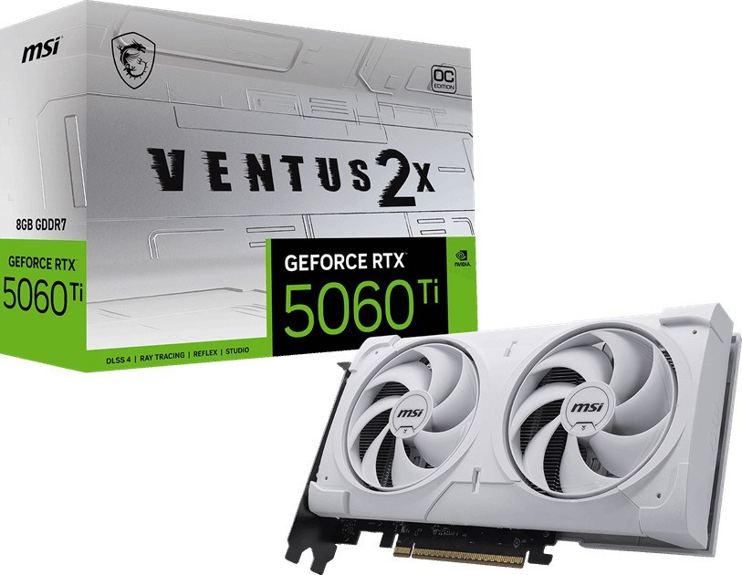 MSI VGA GEFORCE RTX 5060 TI 8G VENTUS 2X OC WHITE PLUS RTX5060TI 8GB GDDR7 128B DX12 PCIE 5.0 X16 (3XDP 1XHDMI) - 3