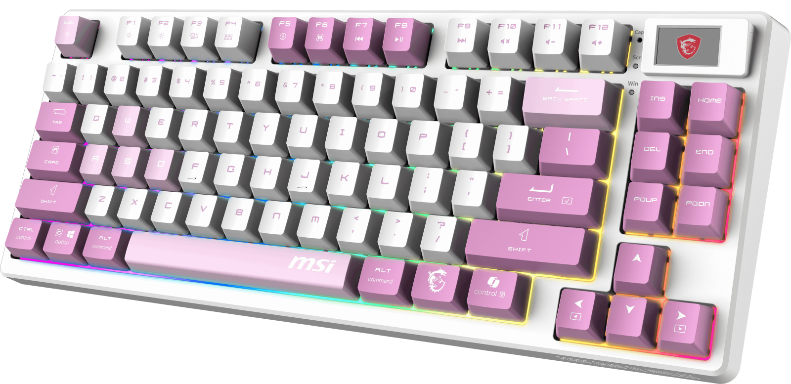 MSI GG FORGE GK600 TKL W VIOLET TR MEKANİK GAMING KLAVYE LCD EKRAN KTT HIFI LINEAR HOT-SWAPPABLE SWITCH PBT TUŞ TAKIMI RGB TR LAYOUT - 4