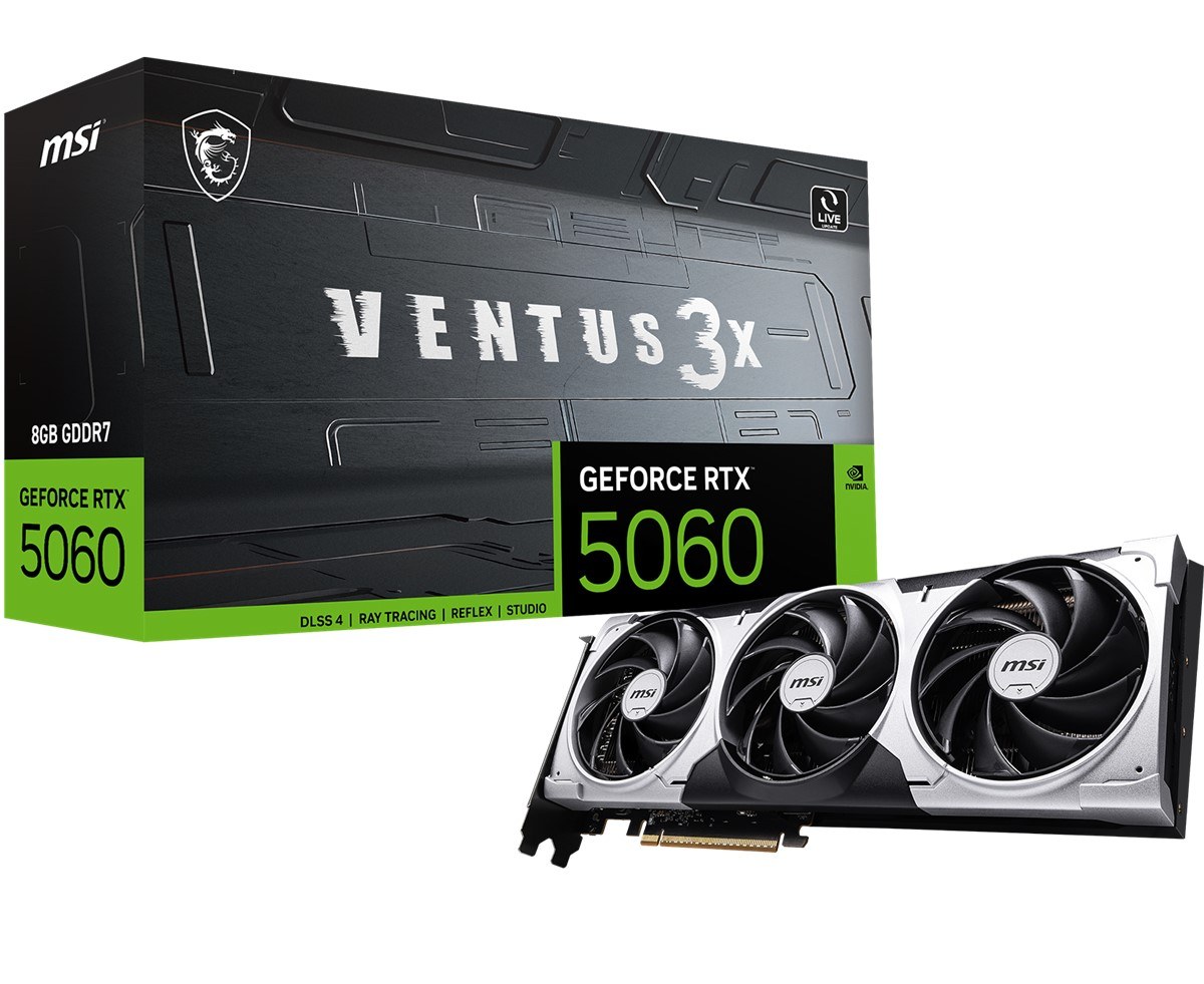 MSI VGA GEFORCE RTX 5060 8G VENTUS 3X RTX5060 8GB GDDR7 128B DX12 PCIE 5.0 X16 (3XDP 1XHDMI)
