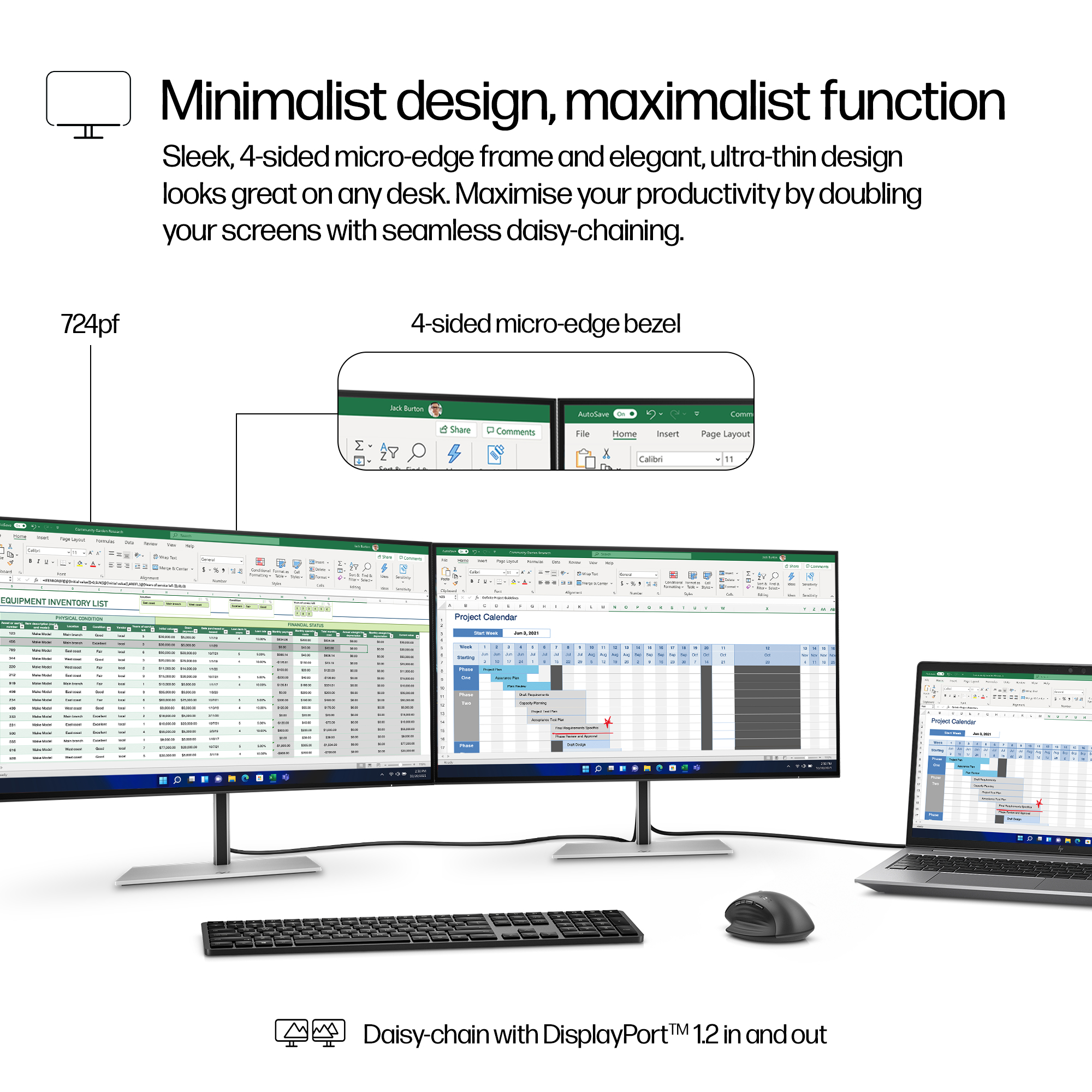 HP 23.8 8X530AA 720PF 7 PRO FHD 1920 x 1080 1xHDMI 1xDP MONITOR - 5