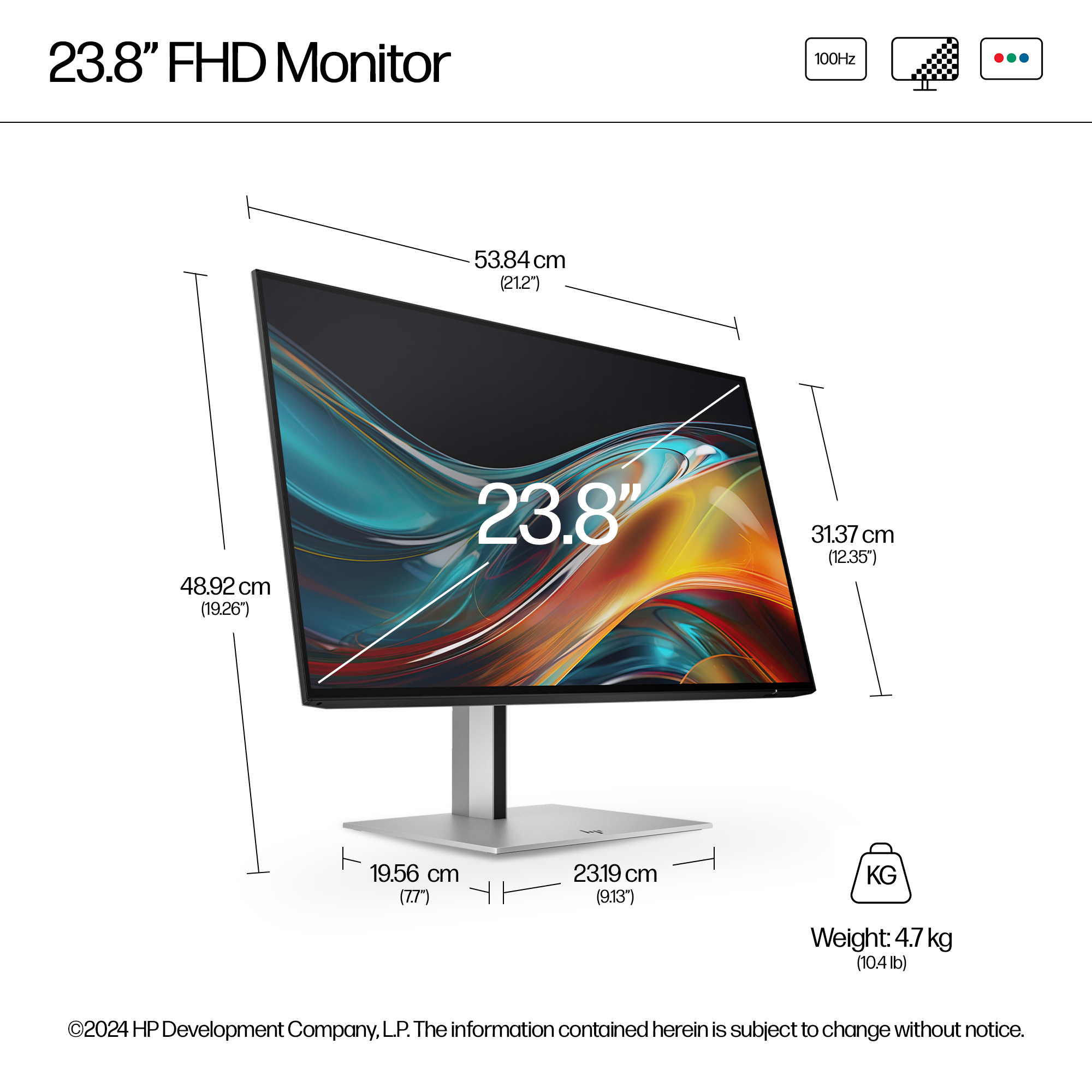 HP 23.8 8X530AA 720PF 7 PRO FHD 1920 x 1080 1xHDMI 1xDP MONITOR - 3