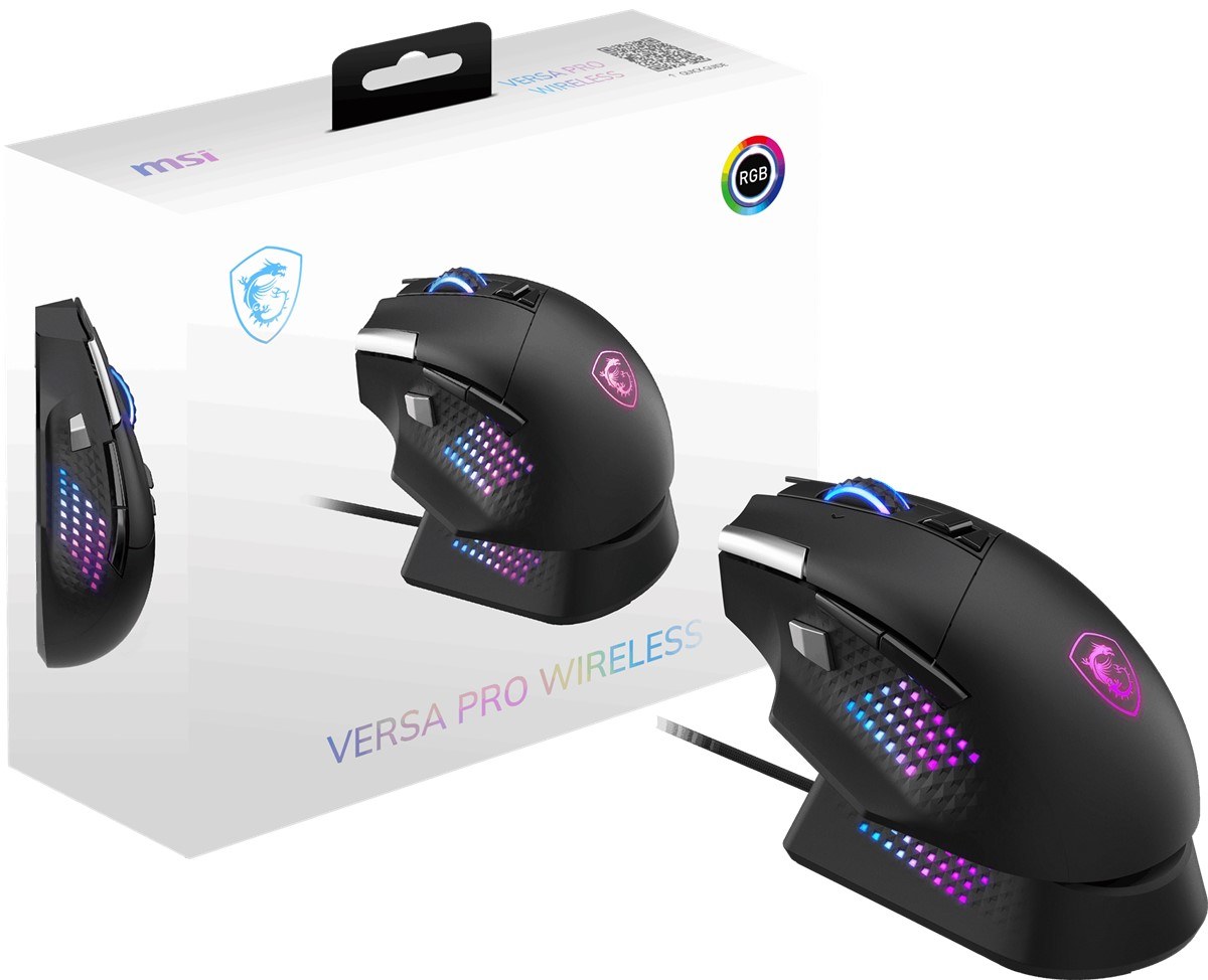 MSI GG VERSA PRO W + MOUSE DOCK PRO 97 GRAM WIRELESS GAMING MOUSE MAX 26000 DPI 1000 Hz / 1MS PIXART PAW-3395 OMRON SWITCH RGB LED MYSTIC LIGHT KABLOSUZ OYUNCU FARESI - 2