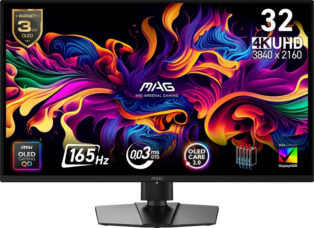 MSI 31.5 MAG 322UP QD-OLED E16 3840x2160 (UHD) 16:9 FLAT QD-OLED 165HZ 0.03MS FREESYNC PREMIUM PRO PIVOT GAMING MONITOR - 2