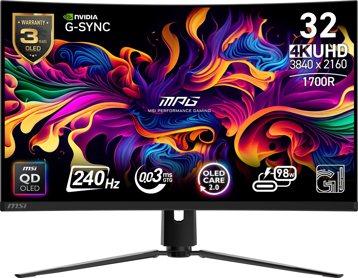 MSI 31.5 MPG 321CURX QD-OLED 3840x2160 (UHD) 16:9 CURVE 1700R QD-OLED 240HZ 0.03MS (GTG) G-SYNC COMPATIBLE GAMING MONITOR - 2