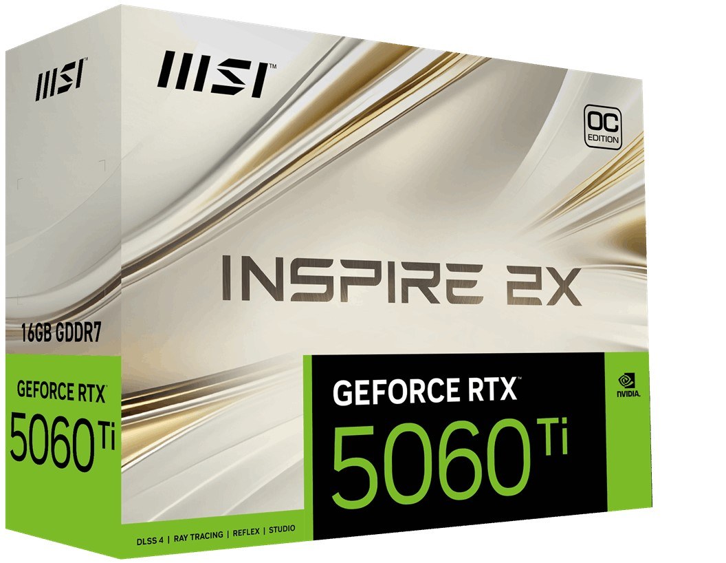 MSI VGA GEFORCE RTX 5060 TI 16G INSPIRE 2X OC RTX5060TI 16GB GDDR7 128B DX12 PCIE 5.0 X16 (3XDP 1XHDMI) - 3