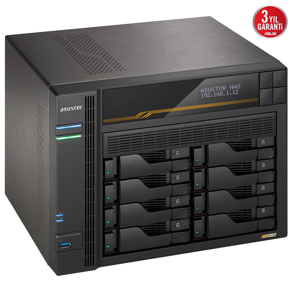 ASUSTOR AS6808T AMD RYZEN V3C14 8 YUVALI 16 GB DDR5 ECC 64GB RAM DESTEĞİ M2 x4 5GBE x2 10GBE x2 USB 4 x2 USB 3 x3 PCIe x1 - 3