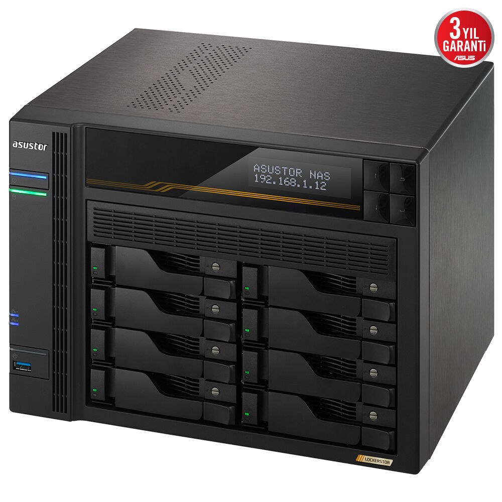 ASUSTOR AS6808T AMD RYZEN V3C14 8 YUVALI 16 GB DDR5 ECC 64GB RAM DESTEĞİ M2 x4 5GBE x2 10GBE x2 USB 4 x2 USB 3 x3 PCIe x1 - 2
