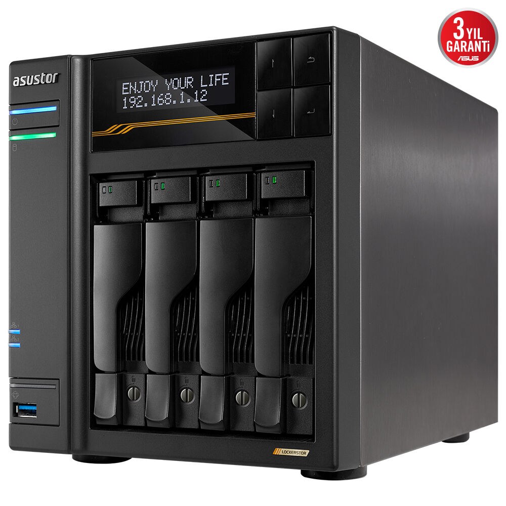 ASUSTOR AS6804T AMD RYZEN V3C14 4 YUVALI 16 GB DDR5 ECC 64GB RAM DESTEĞİ M2 x4 5GBE x2 10GBE x2 USB 4 x2 USB 3 x3 PCIe x1