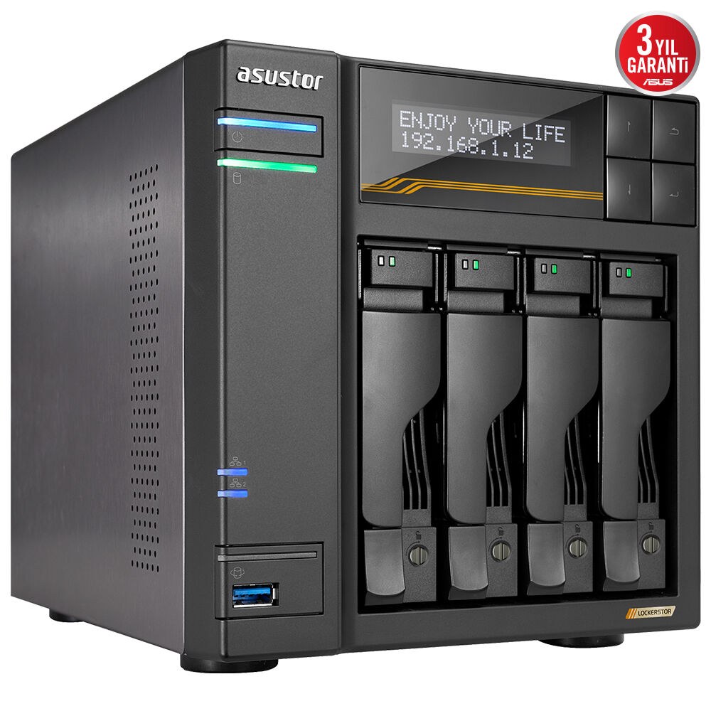 ASUSTOR AS6804T AMD RYZEN V3C14 4 YUVALI 16 GB DDR5 ECC 64GB RAM DESTEĞİ M2 x4 5GBE x2 10GBE x2 USB 4 x2 USB 3 x3 PCIe x1 - 3